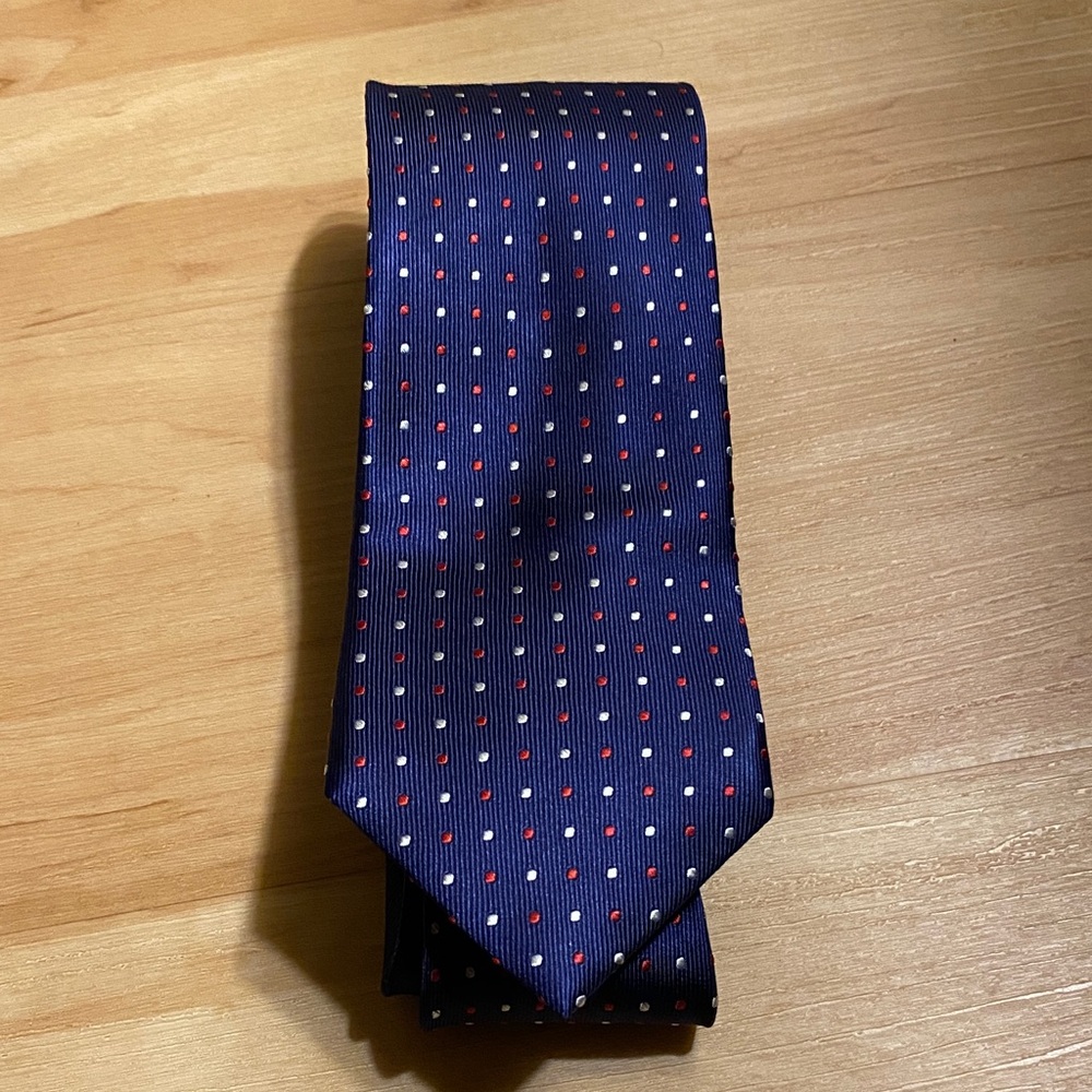 Tommy Hilfiger Navy Tie with Red and White Dots